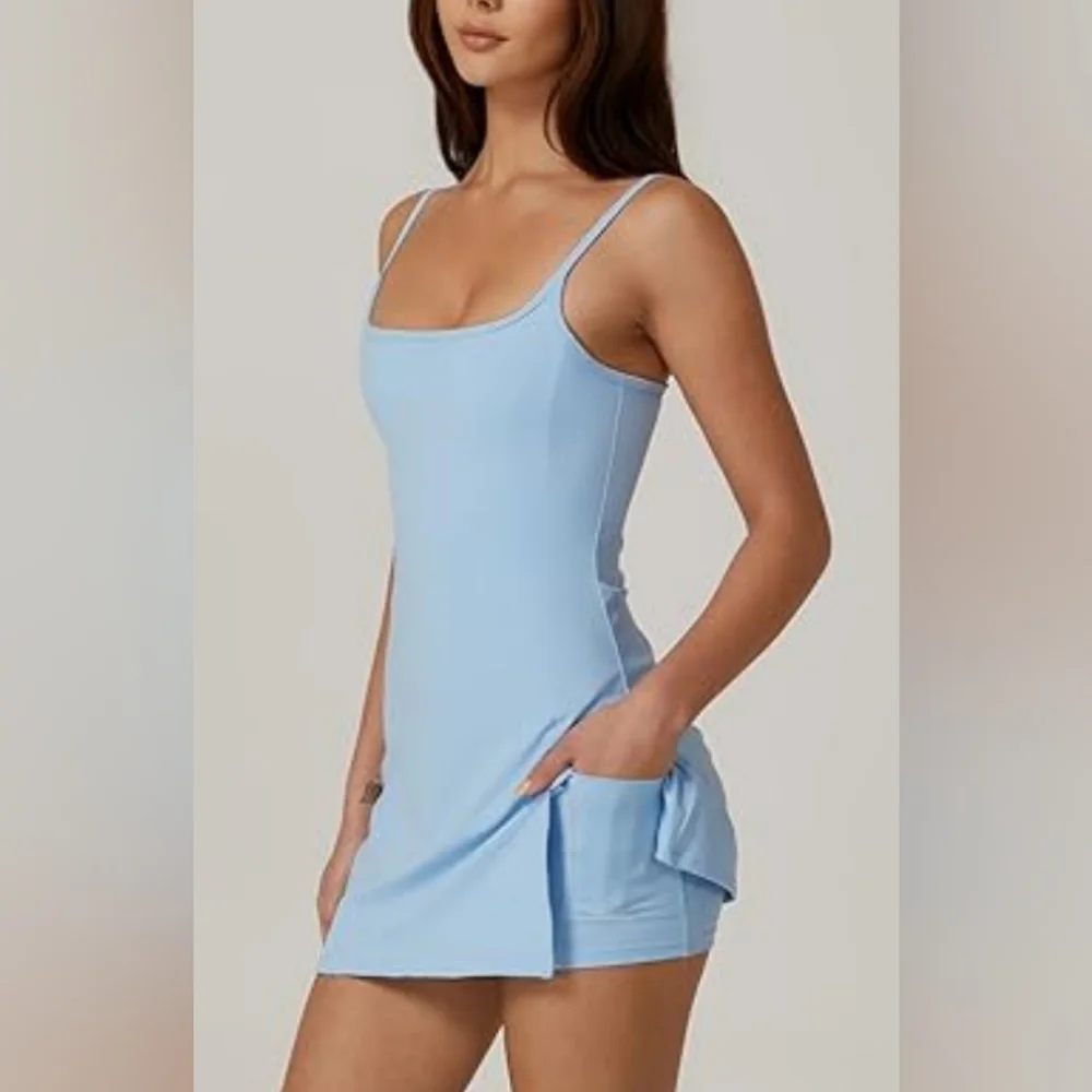 New QINSEN Light Blue Tennis Dress. Small - Picture 2 of 8